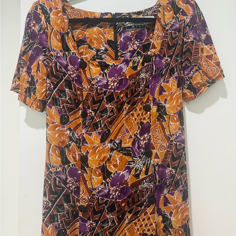 Vintage 90s Marnie West Rayon Midi Dress